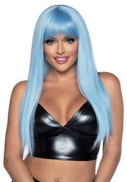Довга блакитна перука Leg Avenue Long straight bang wig Blue, гладенька, 61 см SX1041