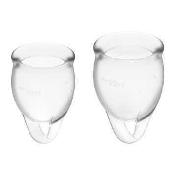 Набір менструальних чаш Satisfyer Feel Confident (Transparent), 15мл та 20мл, мішечок для зберігання SO7791