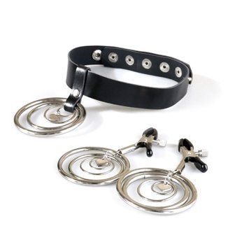 Набор чокер + зажимы Art of Sex - Choker and Nipple clamps Triada, цвет черный SO9997