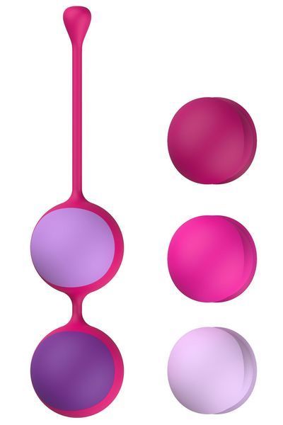 Вагінальні кульки Liebe Kewos &mdash; Cerise/Candy Violet, 5 кульок у комплекті, 15, 25, 35, 45 та 55 г SX1596