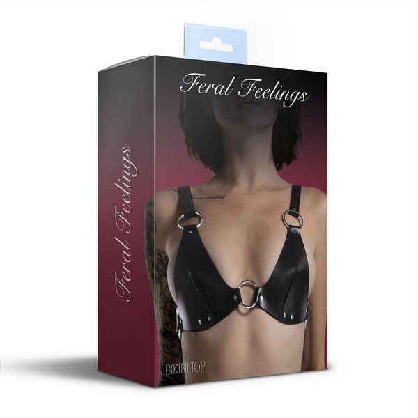 Ліф з натуральної шкіри Feral Feelings - Bikini Top Black SO9420