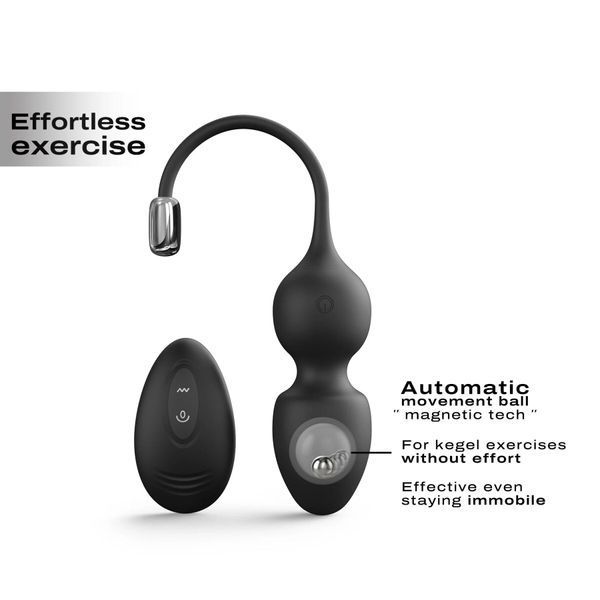 Вагінальні кульки Dorcel LOVE BALLS BLACK, вібрації та рухи внутрішньої кульки, пульт ДК SO7389