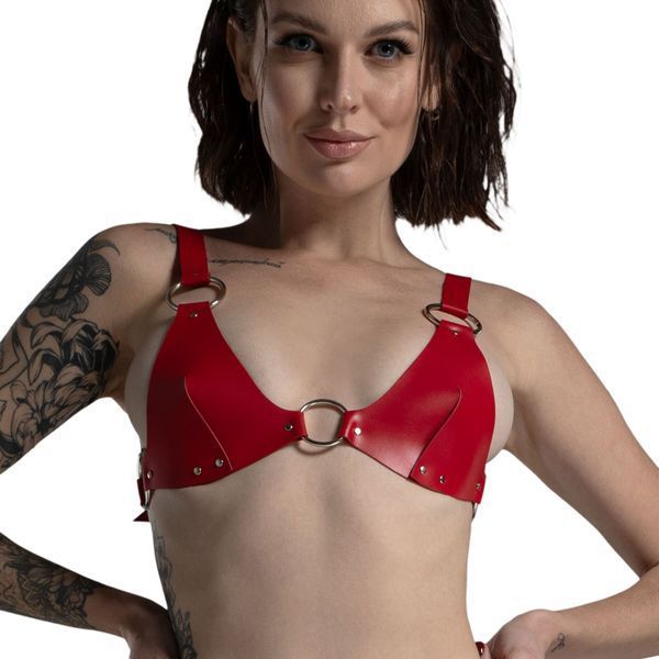 Ліф з натуральної шкіри Feral Feelings - Bikini Top Red SO9422