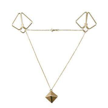Зажимы для сосков с тяжелой подвеской LOCKINK Nipple Clamps with Heavy Pendant - Golden SX0844