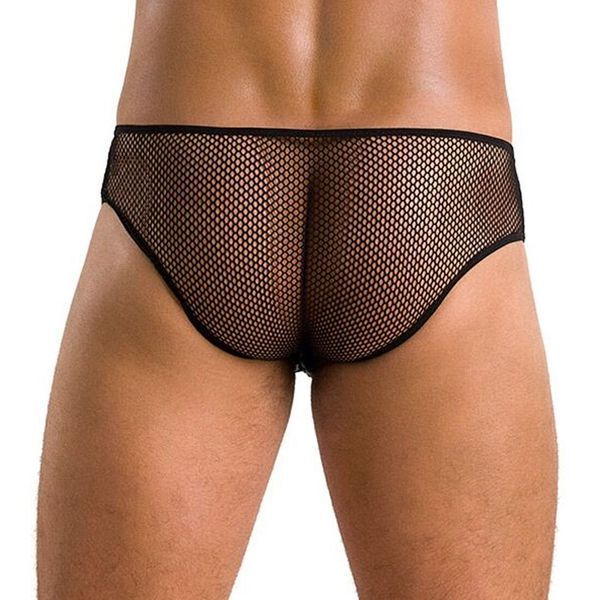 Чоловічі труси зі шнурівкою Passion 035 SLIP RICHARD XXL/XXXL Black, екошкіра, сітка SO7578