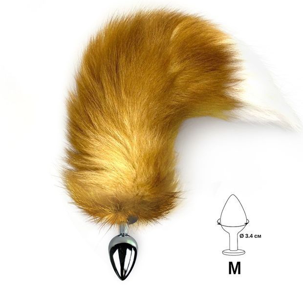 Металева анальна пробка M з хвостом із натурального хутра Art of Sex Red Fox SO6185