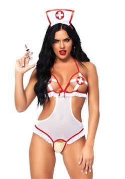 Костюм медсестры Leg Avenue Naughty Nurse, one size, боди и шапочка SO7892