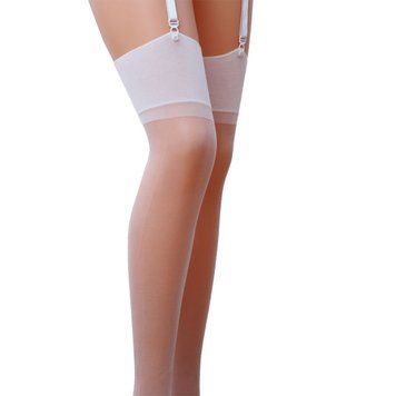 Классические чулки под пояс с широкой резинкой Passion ST001 3/4 bianco SO5383