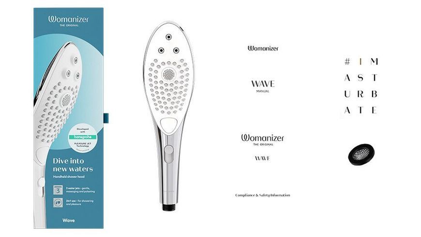 Насадка-стимулятор для душа 2в1 Womanizer Wave Chrome, массажер для интимных зон SO8765