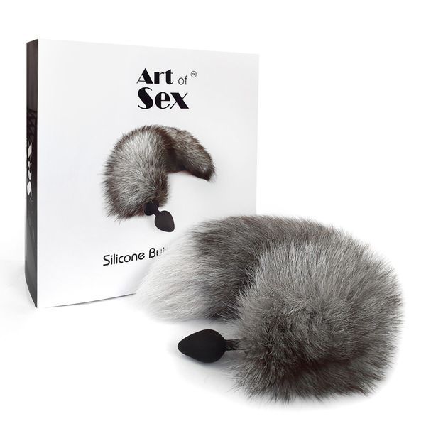 Силіконова анальна пробка M з хвостом із натурального хутра Art of Sex Arctic Fox SO6189