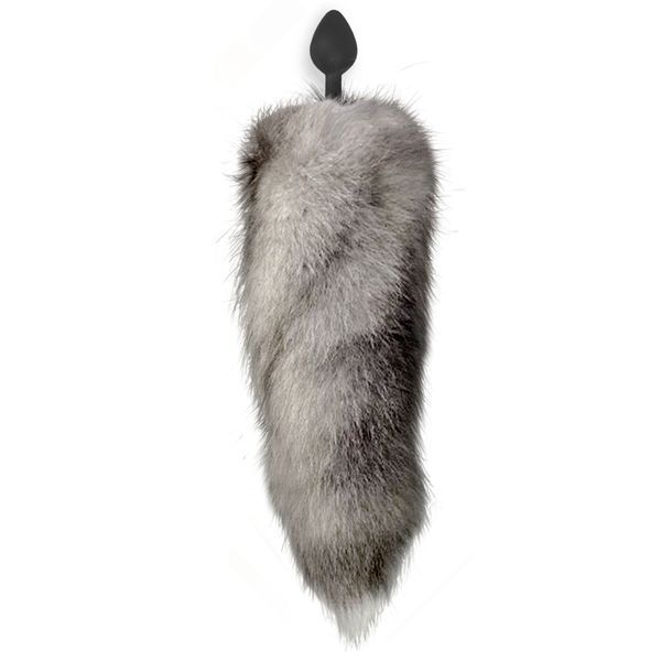 Силіконова анальна пробка M з хвостом із натурального хутра Art of Sex Arctic Fox SO6189