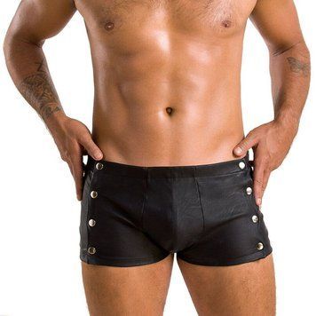 Мужские кожаные боксеры с заклепками Passion 048 SHORT DAVID S/M Black SO7616
