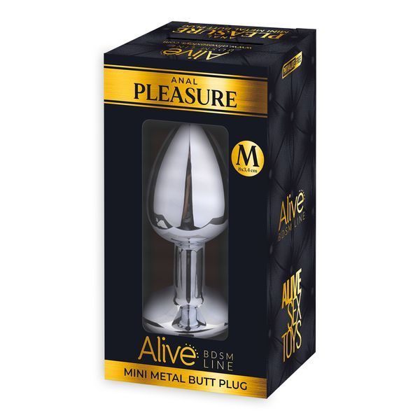 Металева анальна пробка з кристалом Alive Mini Metal Butt Plug Blue M SO6001
