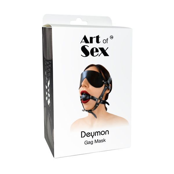 Кляп-маска Art of Sex - Deymon, екошкіра, колір чорний SO9625
