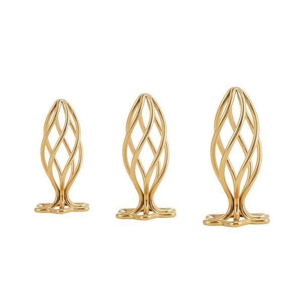 Металева анальна пробка LOCKINK SEVANDA Hollow Spiral Golden, S, золотиста, діаметр 2,6 см SX0882