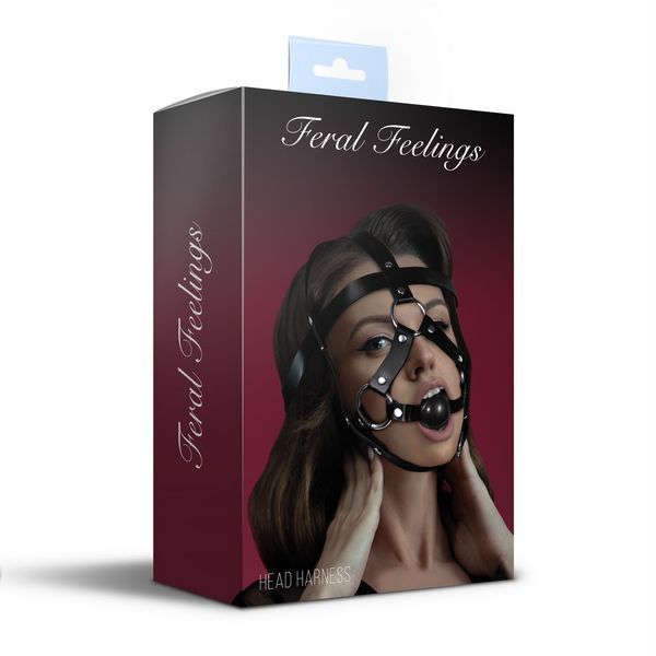 Маска-збруя з кляпом Feral Feelings Head Harness, шкіра SO8247