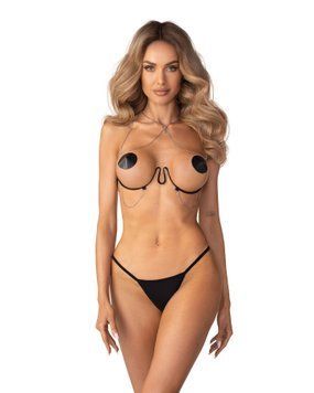 Прикраса на тіло Obsessive Lustique Black harness bra S/M/L SX3112