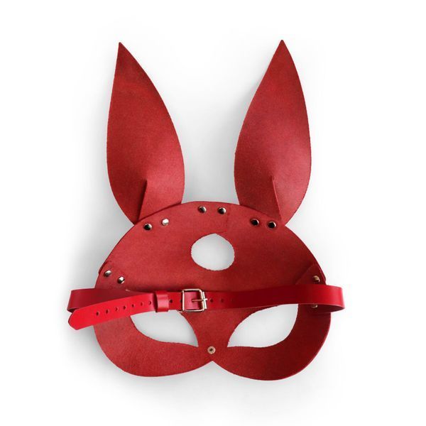 Шкіряна маска Зайчика Art of Sex - Bunny mask, колір Червоний SO9645