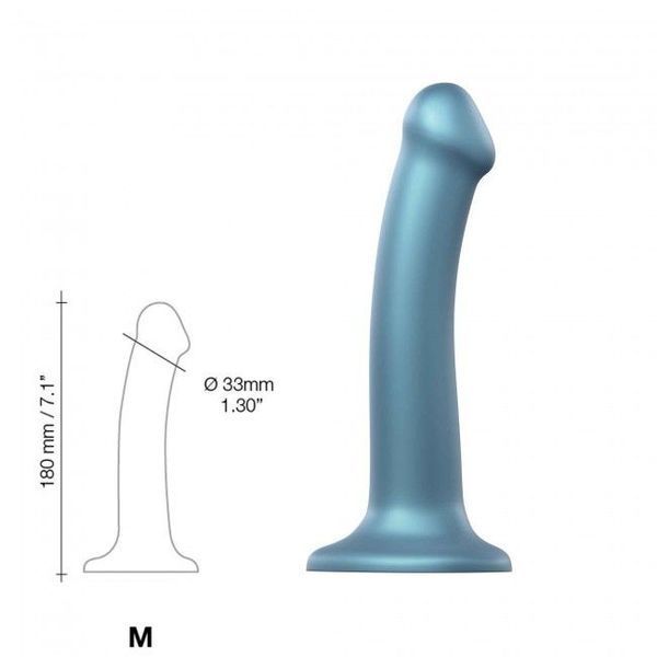 Насадка для страпону Strap-On-Me Mono Density Dildo M Blue, діам. 3,3 см, одношаровий силікон, гнучк SO3569