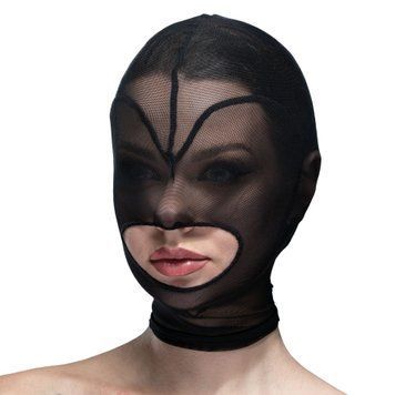 Маска сердце сетка с открытым ртом Feral Feelings - Hearts Mask Black/Black SO9330