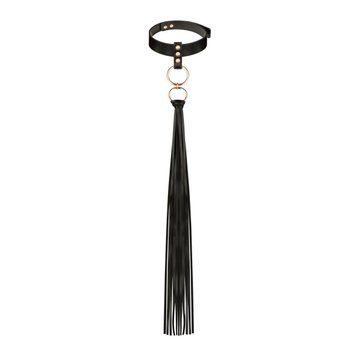 Нашийник с флогером Rosy Gold - Collar with Flogger - Black SX1198