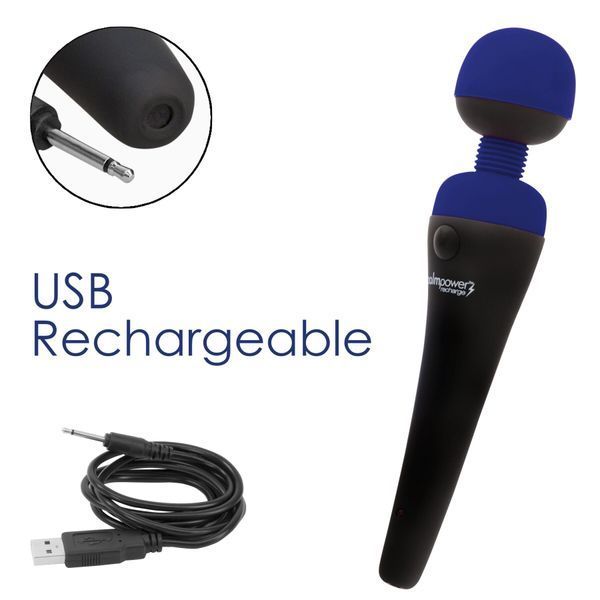 Вібромасажер PalmPower Recharge Blue, перезаряджуваний, гнучка головка, тревел-замок SO8901