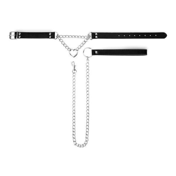 Ошейник с поводком Bedroom Fantasies: Collar with Chain - Silver SX2207