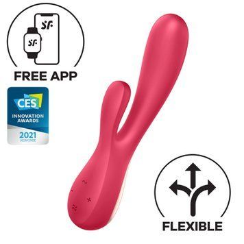 Смарт вібратор-кролик Satisfyer Mono Flex Red, 2 мотори, керування через інтернет SO3900