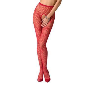 Эротические колготки-бодистокинг Passion S010 red, с доступом, геометрический рисунок PSS010R