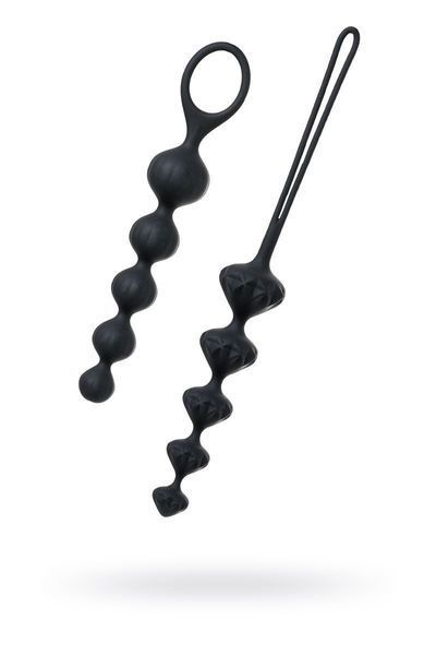 Набор анальных бус Satisfyer Beads Black, силикон, макс. диаметр 3,3 см и 3,5 см SO2740