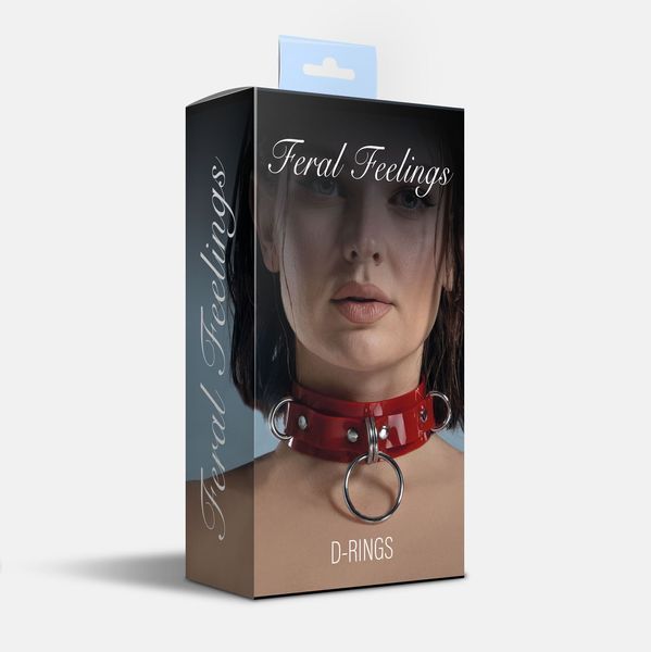 Ошейник для фиксации Feral Feelings - D-Rings Red SO9285