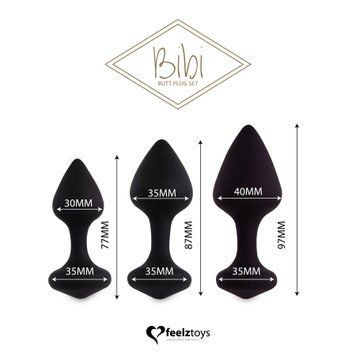 Набір силіконових анальних пробок FeelzToys - Bibi Butt Plug Set 3 pcs Black SO5065