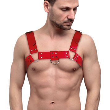 Чоловіча портупея на груди з натуральної шкіри Feral Feelings - Bulldog Harness Red SO9413