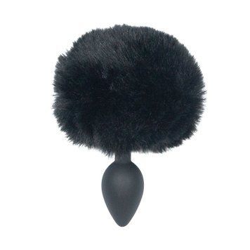Анальная пробка с кроличьим хвостиком Punishment Bunny Tail Silicone Plug Black, 2,8 см SX2235