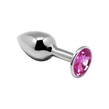Металева анальна пробка з кристалом Alive Mini Metal Butt Plug Pink M SO6002