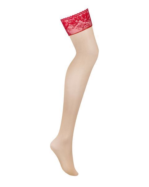 Чулки под пояс с широким кружевом Obsessive Lacelove stockings XS/S SO8658