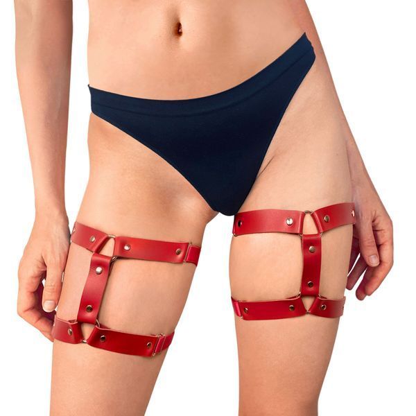 Гартеры на ногу из натуральной кожи Art of Sex - Kristina Leg Garters (2 шт), цвет Красный SO7011