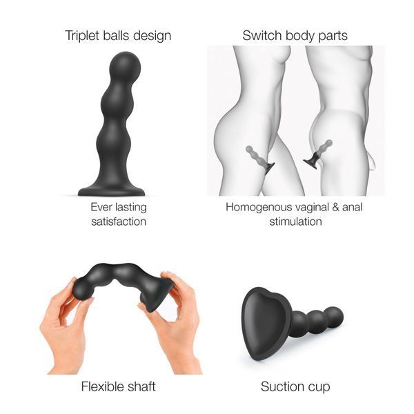 Насадка для страпона Strap-On-Me Dildo Plug Balls Black S SO8991