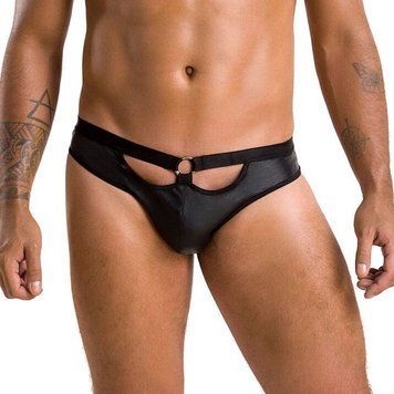 Чоловічі сліпи з вирізами Passion 041 SLIP JOE XXL/XXXL Black, екошкіра, відкриті сідниці SO7596