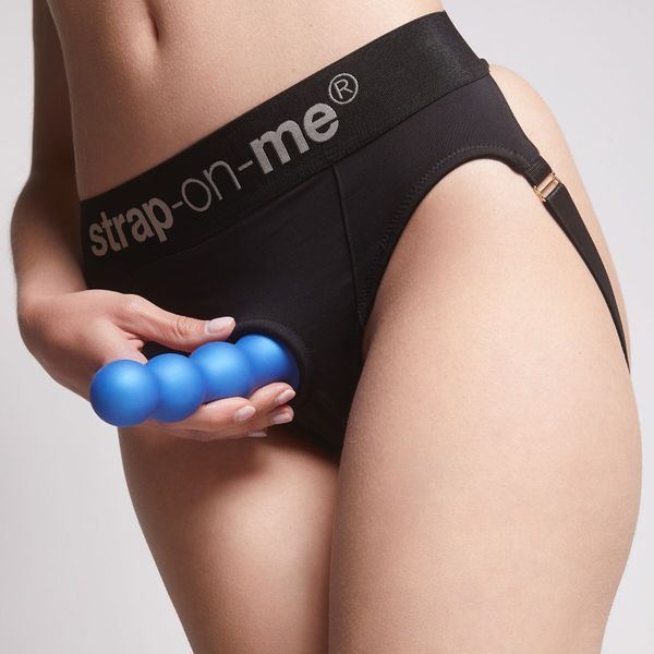 Насадка для страпона Strap-On-Me Dildo Plug Balls Blue Metallic S SO8992