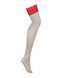 Чулки Obsessive Ingridia stockings XL/2XL, бежевые с красной резинкой SO9042 фото 3