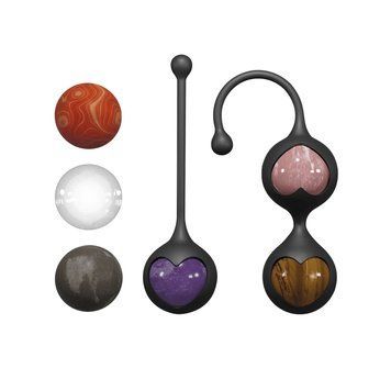 Вагинальные шарики Adrien Lastic Harmony Stones, полудрагоценные камни, диаметр 3 см, 2 держателя SX1272