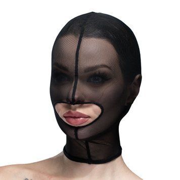 Маска сетка с открытым ртом Feral Feelings - Hood Mask Black SO9290