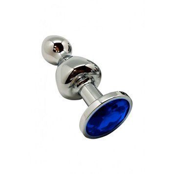 Металлическая анальная пробка Wooomy Lollypop Double Ball Metal Plug Blue M диаметр 3,1, длина 9,4 с SO7422