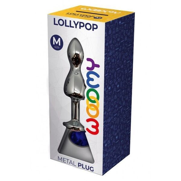 Металлическая анальная пробка Wooomy Lollypop Double Ball Metal Plug Blue M диаметр 3,1, длина 9,4 с SO7422