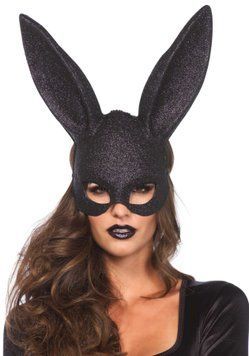 Сверкающая маска кролика Leg Avenue Glitter masquerade rabbit mask Black SO8604