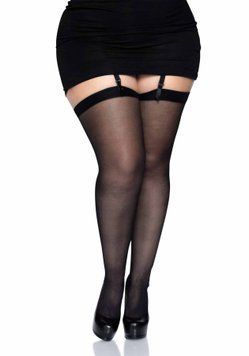 Прозорі панчохи зі швом Leg Avenue Sheer backseam stockings Black, plus size SO7912