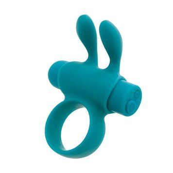 Ерекційне віброкільце S Pleasures Premium Rabbit Ring бірюзове, зі знімною віброкулею та вушками SX4582