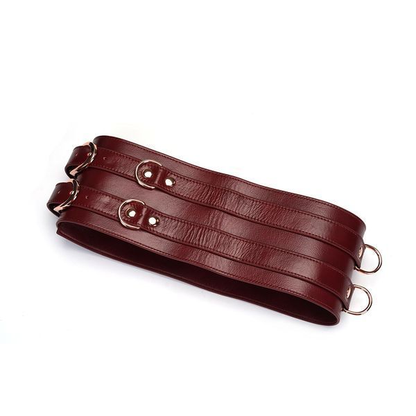 Шкіряний пояс для бондажу Liebe Seele Wine Red Waist Cuff, S Size SO9460