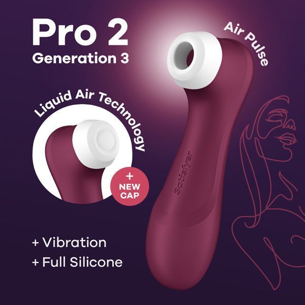 Вакуумный клиторальный стимулятор Satisfyer Pro 2 Generation 3 with Liquid Air Wine Red SO7772